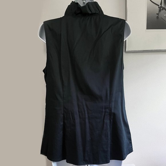Ann Taylor sleeveless blouse ruffle V neck - Picture 2 of 4